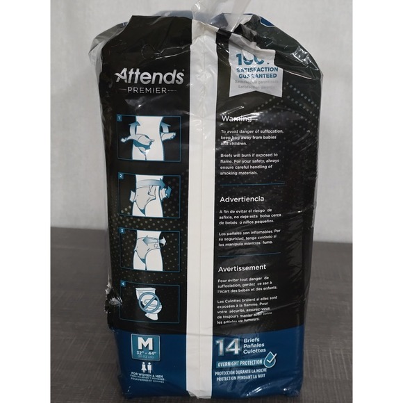 Attends Premier 14 Ct Incontinence Brief Size MED Overnight Adult Diaper - Picture 5 of 8